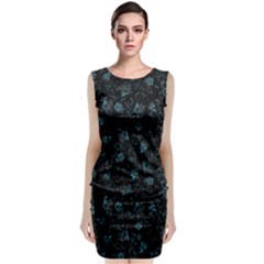 Floral Pattern Sleeveless Velvet Midi Dress by ValentinaDesign