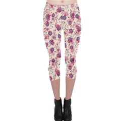 Floral Pattern Capri Leggings  by ValentinaDesign