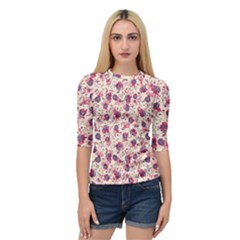 Floral Pattern Quarter Sleeve Tee