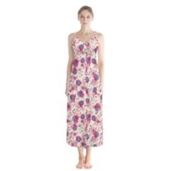 Floral Pattern Button Up Chiffon Maxi Dress