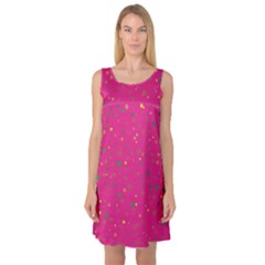 Dots Pattern Sleeveless Satin Nightdress