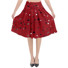 Dots Pattern Flared Midi Skirt