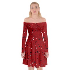 Dots Pattern Off Shoulder Skater Dress