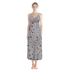 Dots Pattern Button Up Chiffon Maxi Dress