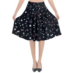 Dots Pattern Flared Midi Skirt