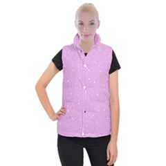 Dots Pattern Women s Button Up Puffer Vest