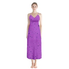 Dots Pattern Button Up Chiffon Maxi Dress