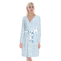 Abstract Art  Long Sleeve Velvet Front Wrap Dress