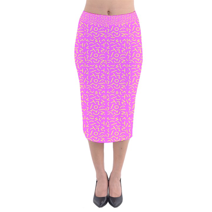 Abstract art  Velvet Midi Pencil Skirt