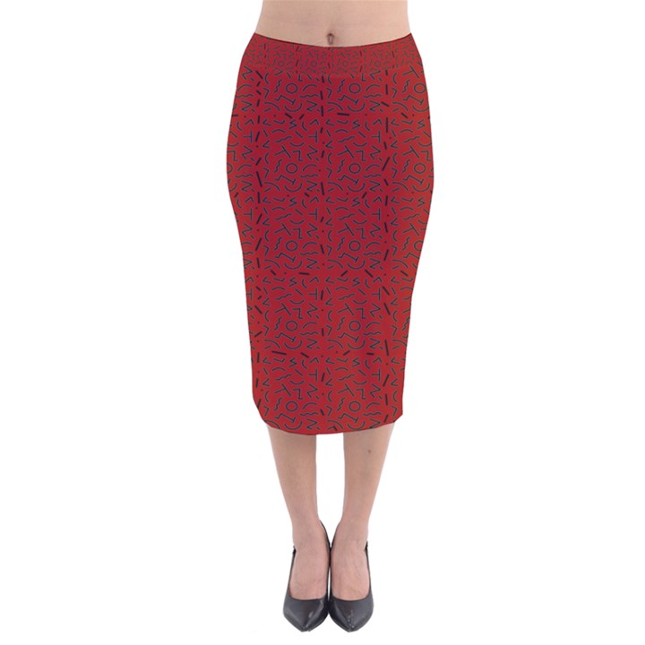 Abstract art  Velvet Midi Pencil Skirt