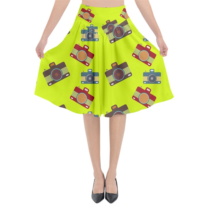 Camera pattern             Flared Midi Skirt