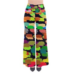 Colorful Paint On A Black Background           Women s Chic Palazzo Pants