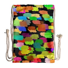 Colorful Paint On A Black Background                 Large Drawstring Bag