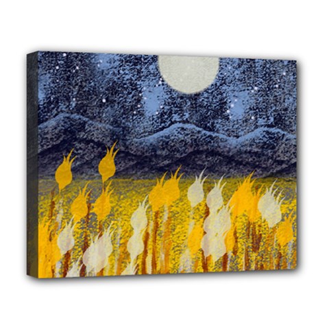 Blue And Gold Landscape With Moon Deluxe Canvas 20  X 16   by digitaldivadesigns