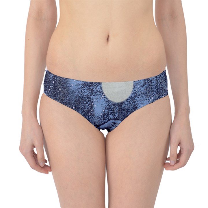 Blue and Gold Landscape with Moon Hipster Bikini Bottoms