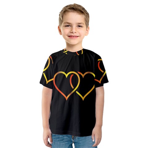 Heart Gold Black Background Love Kids  Sport Mesh Tee by Nexatart