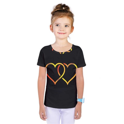 Heart Gold Black Background Love Kids  One Piece Tee by Nexatart