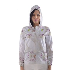 Orchids Flowers White Background Hooded Wind Breaker (women) by Nexatart