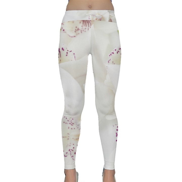 Orchids Flowers White Background Classic Yoga Leggings