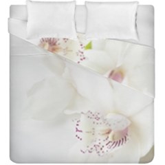 Orchids Flowers White Background Duvet Cover Double Side (king Size) by Nexatart