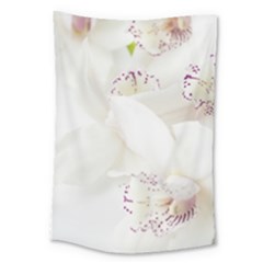 Orchids Flowers White Background Large Tapestry by Nexatart