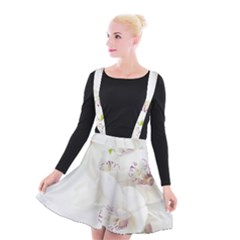 Orchids Flowers White Background Suspender Skater Skirt