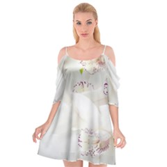 Orchids Flowers White Background Cutout Spaghetti Strap Chiffon Dress