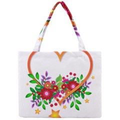 Heart Flowers Sign Mini Tote Bag by Nexatart