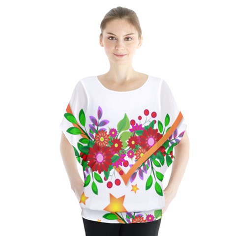 Heart Flowers Sign Blouse by Nexatart