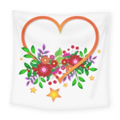 Heart Flowers Sign Square Tapestry (large) by Nexatart