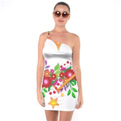 Heart Flowers Sign One Soulder Bodycon Dress