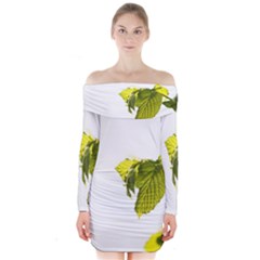 Leaves Nature Long Sleeve Off Shoulder Dress