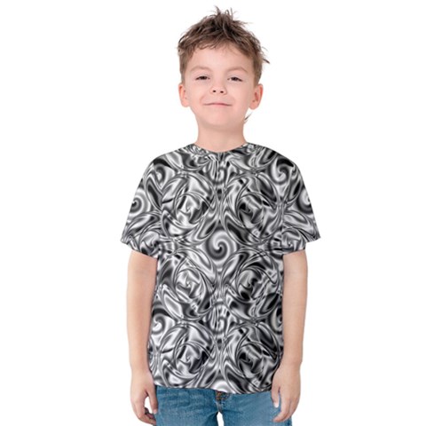 Gray Scale Pattern Tile Design Kids  Cotton Tee by Nexatart