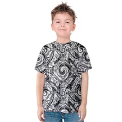 Gray Scale Pattern Tile Design Kids  Cotton Tee