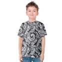 Gray Scale Pattern Tile Design Kids  Cotton Tee View1