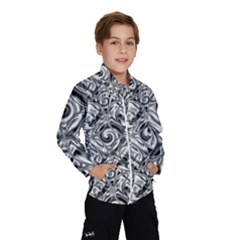 Gray Scale Pattern Tile Design Wind Breaker (kids) by Nexatart