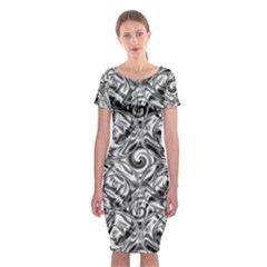 Gray Scale Pattern Tile Design Classic Short Sleeve Midi Dress by Nexatart