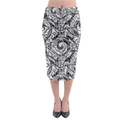 Gray Scale Pattern Tile Design Midi Pencil Skirt by Nexatart