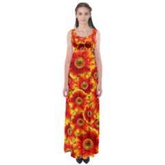 Gerbera Flowers Nature Plant Empire Waist Maxi Dress by Nexatart