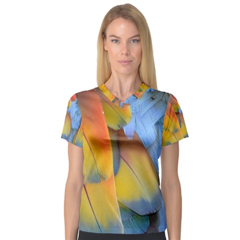 Spring Parrot Parrot Feathers Ara Women s V-neck Sport Mesh Tee by Nexatart