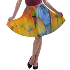 Spring Parrot Parrot Feathers Ara A-line Skater Skirt by Nexatart