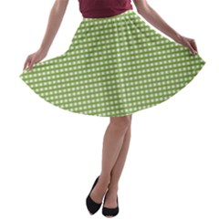 Gingham Check Plaid Fabric Pattern A-line Skater Skirt by Nexatart