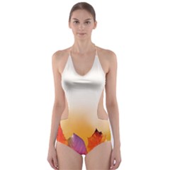 Autumn Leaves Colorful Fall Foliage Cut-out One Piece Swimsuit by Nexatart