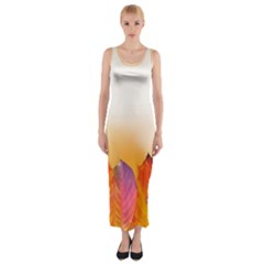 Autumn Leaves Colorful Fall Foliage Fitted Maxi Dress by Nexatart