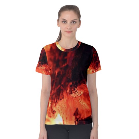 Fire Log Heat Texture Women s Cotton Tee by Nexatart