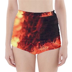 Fire Log Heat Texture High-Waisted Bikini Bottoms