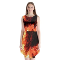 Fire Log Heat Texture Sleeveless Chiffon Dress  