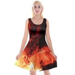 Fire Log Heat Texture Reversible Velvet Sleeveless Dress