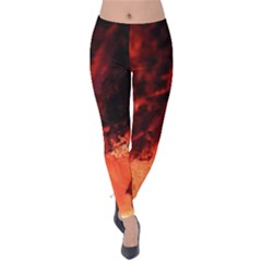 Fire Log Heat Texture Velvet Leggings