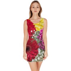 Flowers Gerbera Floral Spring Sleeveless Bodycon Dress